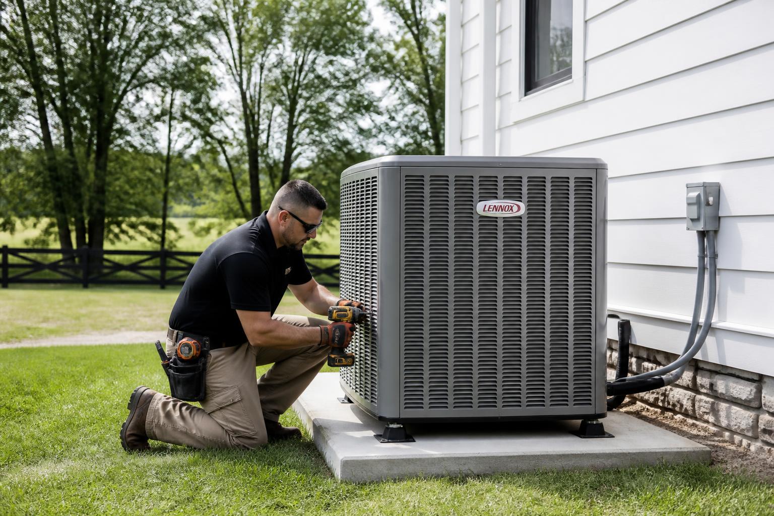 Technician performing Heat Pump Installation