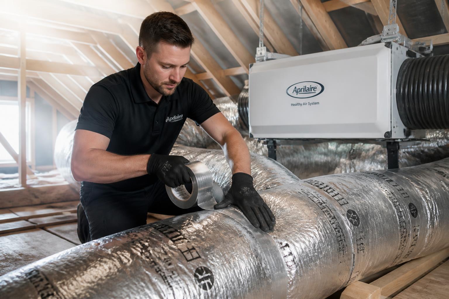 Technician performing AC Installation