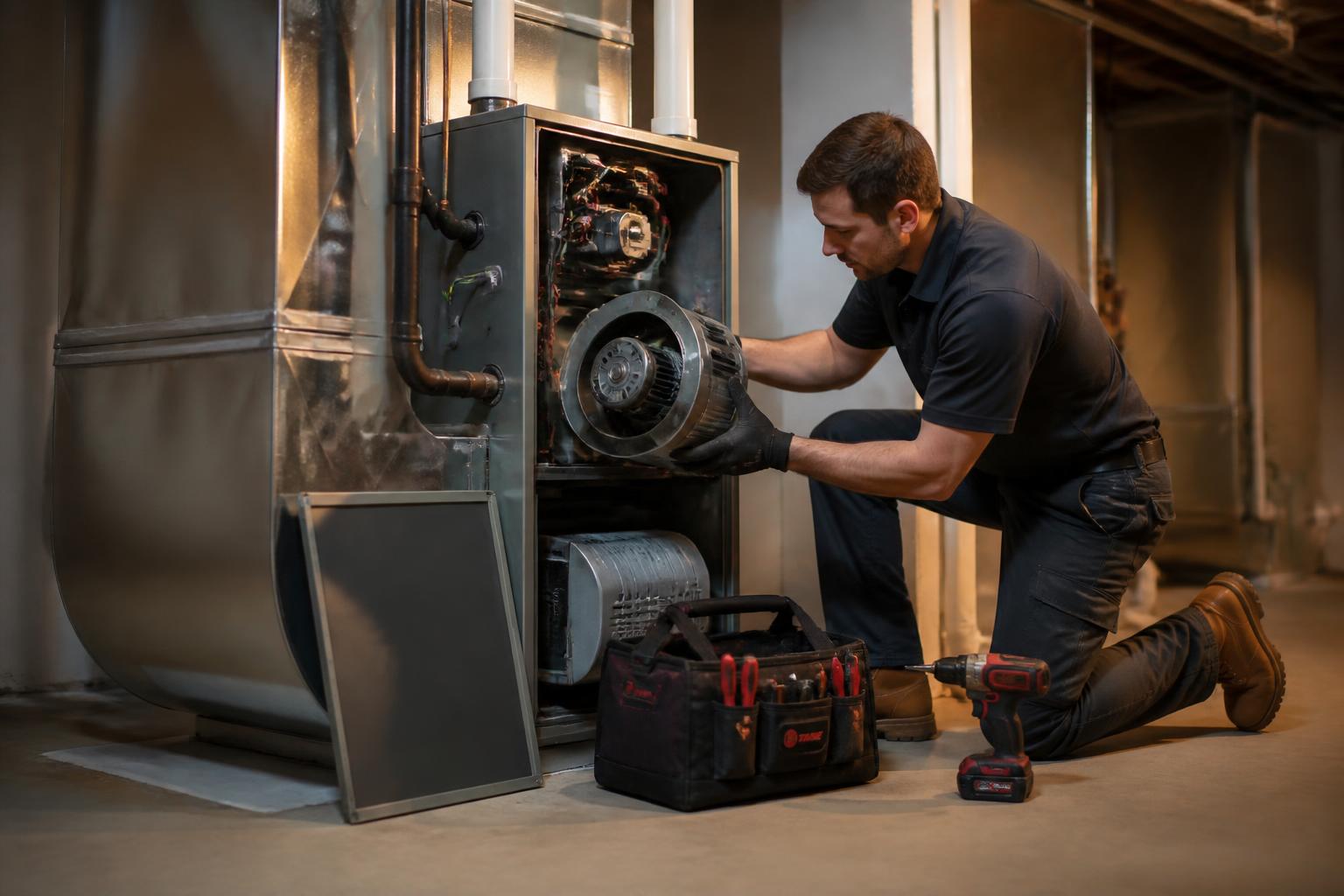 Technician performing Furnace Installation