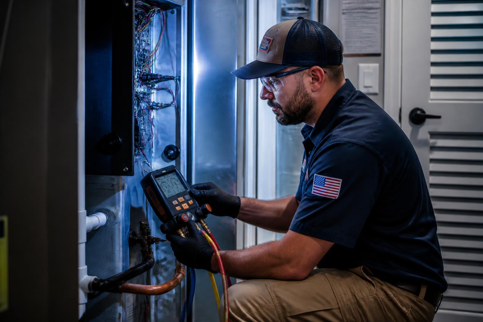 Technician performing AC Repair
